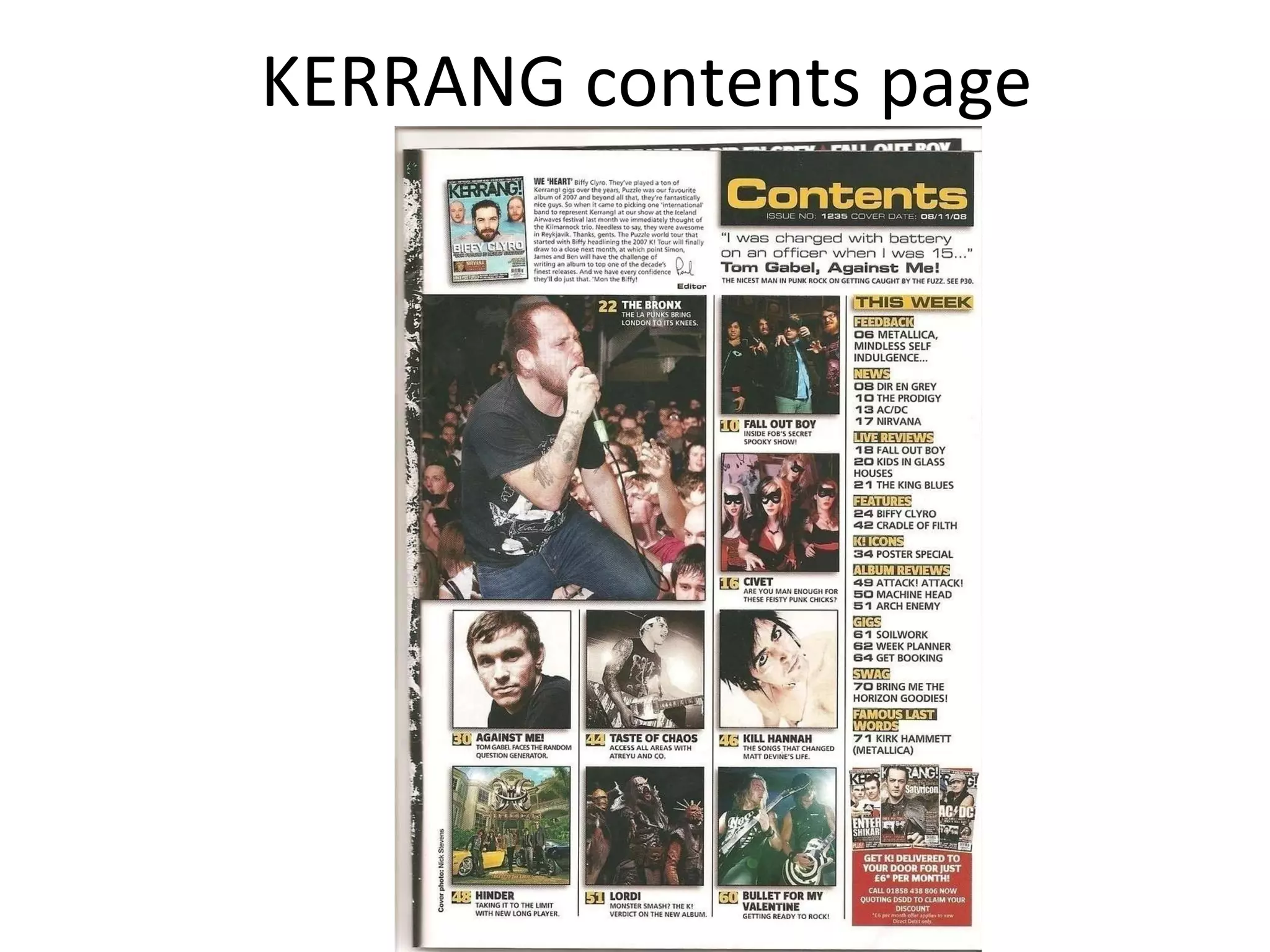 KERRANG contents page 