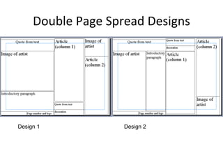 Double Page Spread Designs Design 1 Design 2 