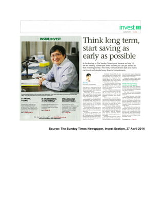 Source: The Sunday Times Newspaper, Invest Section, 27 April 2014
 