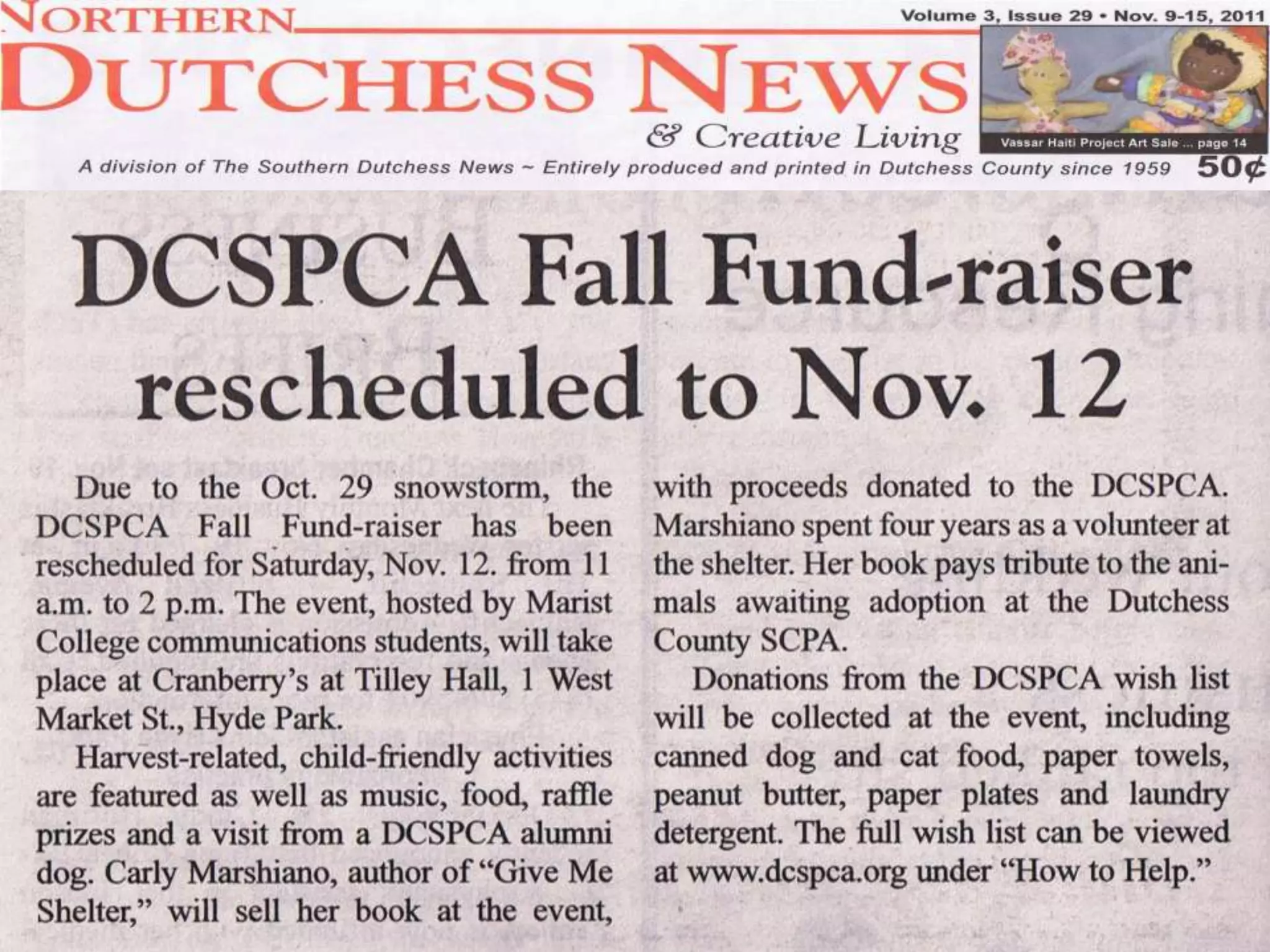 Media Coverage of DCSPCA Fundraiser