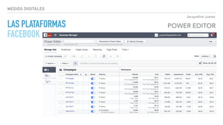 Jacqueline Juárez
MEDIOS DIGITALES
LAS PLATAFORMAS 
FACEBOOK
POWER EDITOR
 