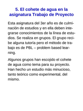 La construcción de un cohete de agua y su aplicación didáctica