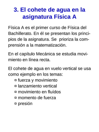 La construcción de un cohete de agua y su aplicación didáctica