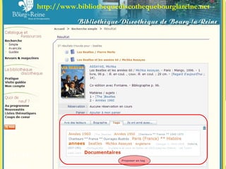 http://www.bibliothequediscothequebourglareine.net AFI OPAC 2.0 Pergame 
