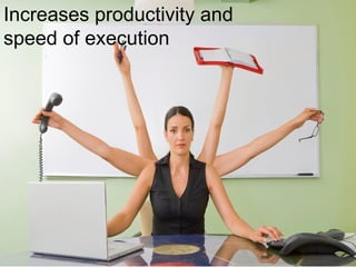 Increases productivity and
speed of execution
 