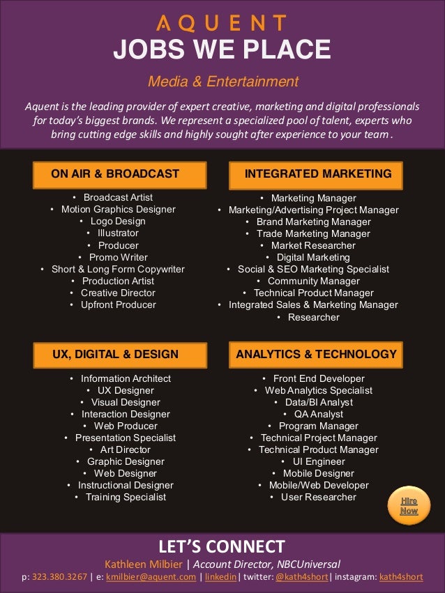 Top Media & Entertainment Jobs We Place