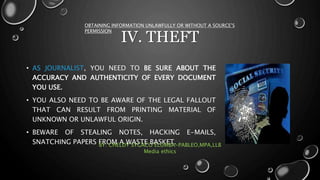 Snatching Papers Reference Media ethics 7 deadly sins of journaliam | PPTX