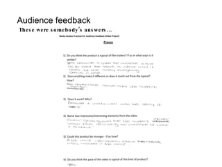 Audience feedback These were somebody’s answers… 