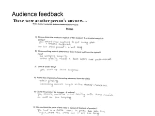 Audience feedback These were another person’s answers… 