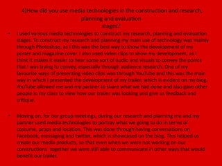 Magazine Cover
My magazine cover challenges the conventions of most
horror magazine covers. This is clear through the use of
the image which is a long shot and normally magazine
front covers are close up shots. I chose to challenge this
convention, because I felt that this shot allowed me to
get all the features in that I wanted to portray; including
the prop of the teddy bear in her hand, the white dress
and the cuts on her legs, which would not have been in
the shot unless I used the long shot. The cover lines
however, do follow the conventions of a horror
poster, as they are images related with horror on one
side and some things to do with film on the other.
 