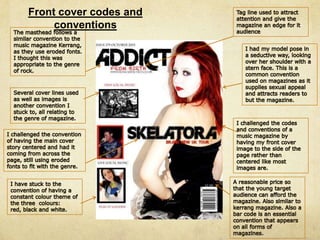 Front cover codes and
conventions
 