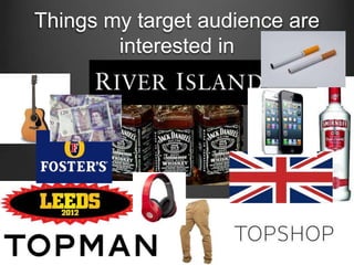 Things my target audience are
interested in
 