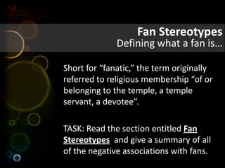 Media Fandom And Audience Subcultures Pptx