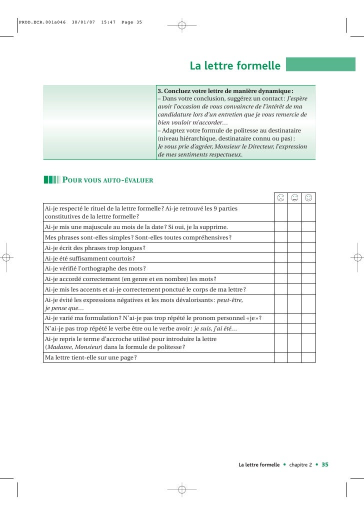 La lettre formelle La lettre formelle