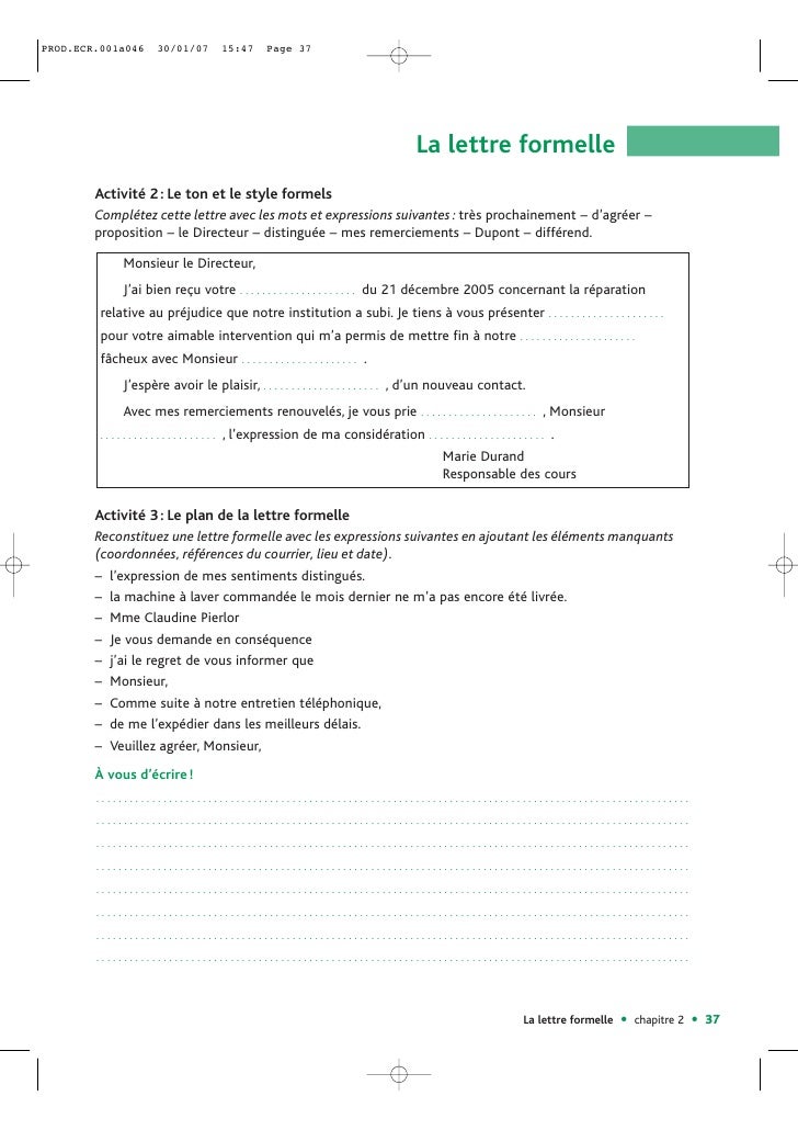 lettres formelle