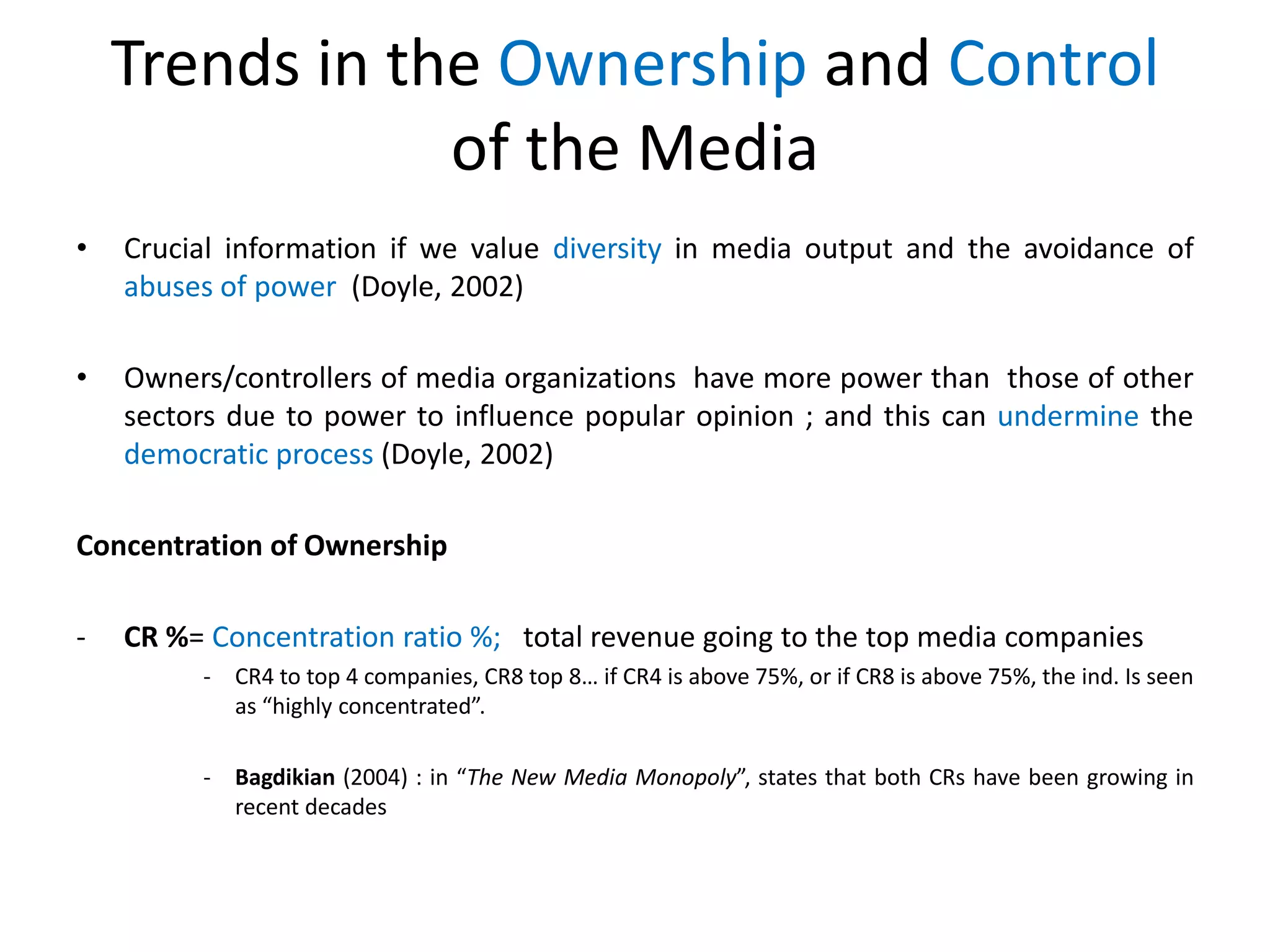 Sociology of the mass media: Media forms, ownership and control | PPTX