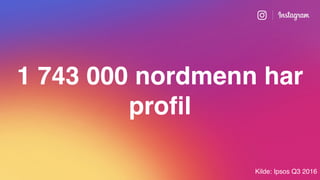1 743 000 nordmenn har
proﬁl
Kilde: Ipsos Q3 2016
 