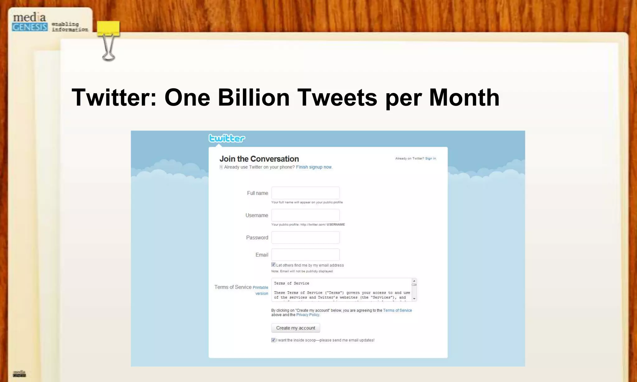 Twitter: One Billion Tweets per Month