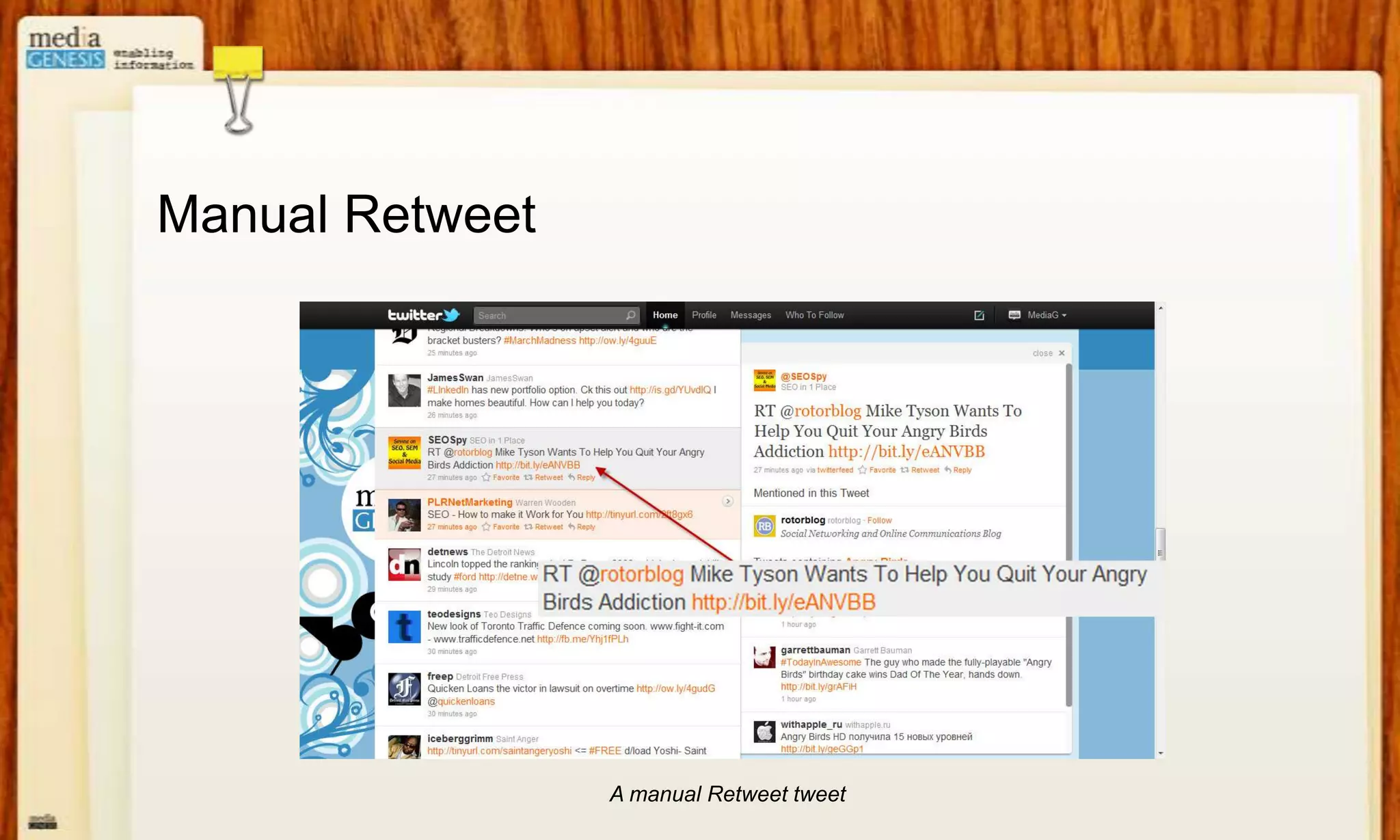 Mention – An “@” reply @mediaG