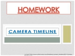 HOMEWORK 
<a href="http://www.softschools.com/timelines/camera_timeline/32/">Camera 
Timeline</a> 
 