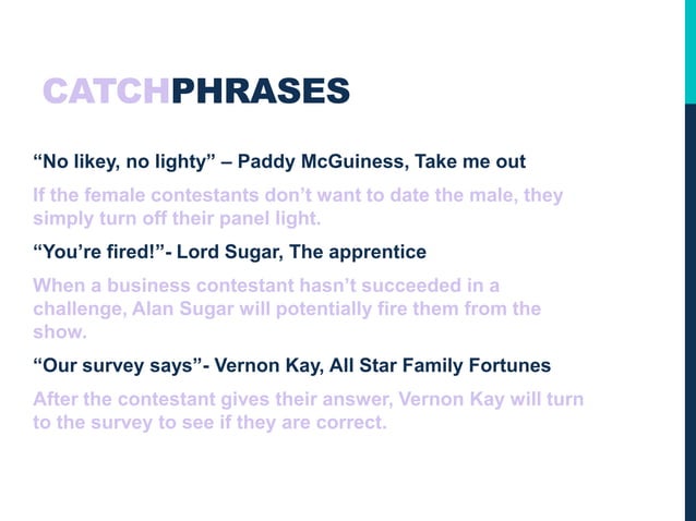 catchphrases and presenters | PPT