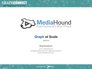 Graph at Scale 
10/22/14 
Brad Nussbaum 
CTO | MediaHound 
brad@mediahound.com | @bradnussbaum 
www.mediahound.com 
 