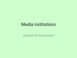 Media institutions
Mariam El-Guennouni
 