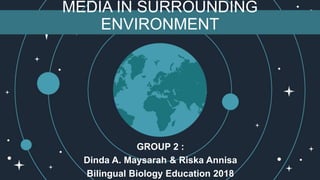 MEDIA IN SURROUNDING
ENVIRONMENT
GROUP 2 :
Dinda A. Maysarah & Riska Annisa
Bilingual Biology Education 2018
 