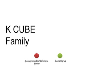 K CUBE 
Family 
Consumer/Mobile/Commerce 
Startup 
Game Startup 
 