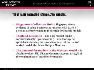 The Leading Market Research in the Luxury Watch Industry. Since 2004




                      TOP 10 HAUTE HORLOGERIE "CO...