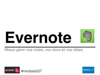 1!
Mieux gérer vos notes, vos docs et vos idées.
Evernote
#medialabST!
 