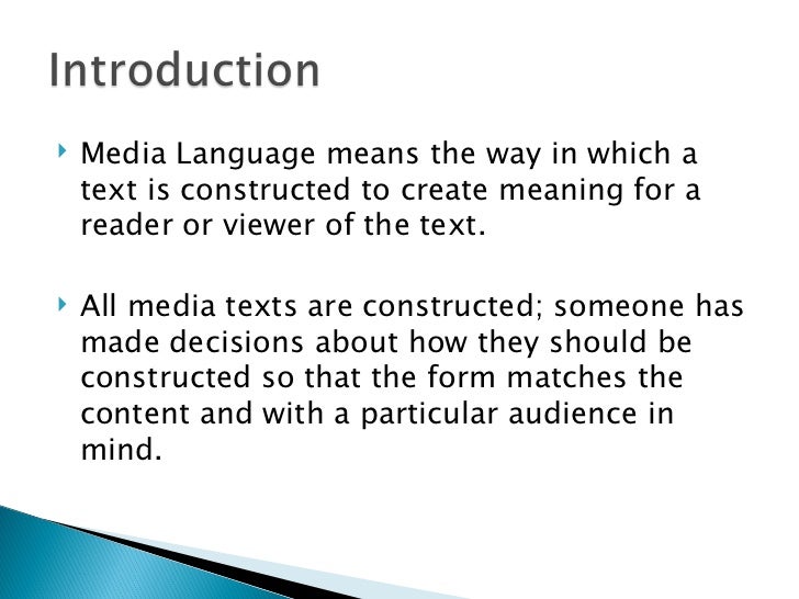 Media language lesson one