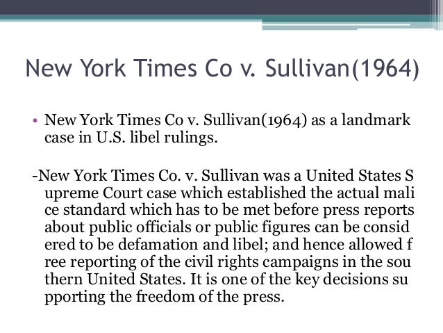 media law new york times v sullivan