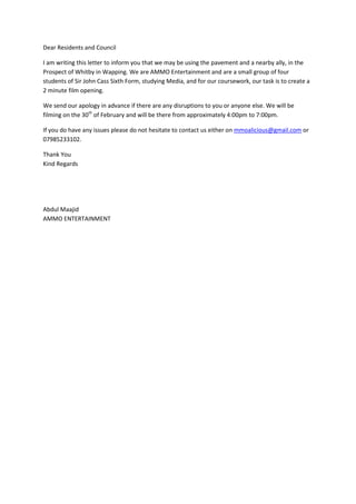 Media Permit Example Media letter permission mj | DOCX