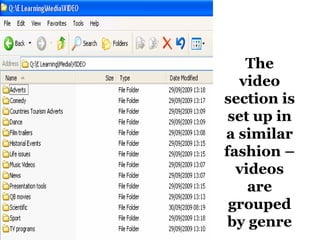 The video section is set up in a similar fashion – videos are grouped by genre 