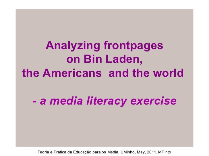 Analyzing   frontpages  on Bin Laden,  the Americans  and the world  - a media literacy exercise 