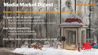 Media Market Digest November2016
Volume of Media Advertising Market in 2016 and forecasts for 2017
 