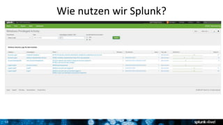 15
Wie nutzen wir Splunk?
 