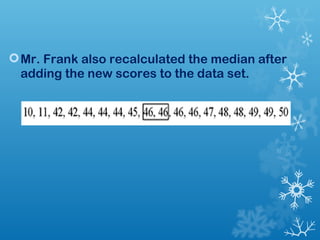 Mr. Frank also recalculated the median after 
adding the new scores to the data set. 
 