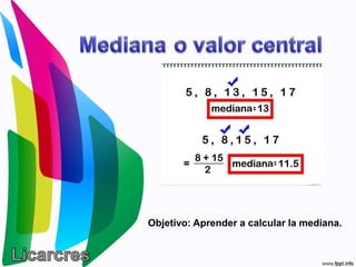 Objetivo: Aprender a calcular la mediana.
 
