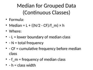Median Class Example Comprehensive Guide to Median Formulas in Biostatistics for Nursing | PPTX