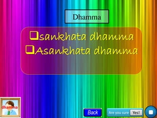 Dhamma
Are you sure Yes!
sankhata dhamma
Asankhata dhamma
dhamma
 
