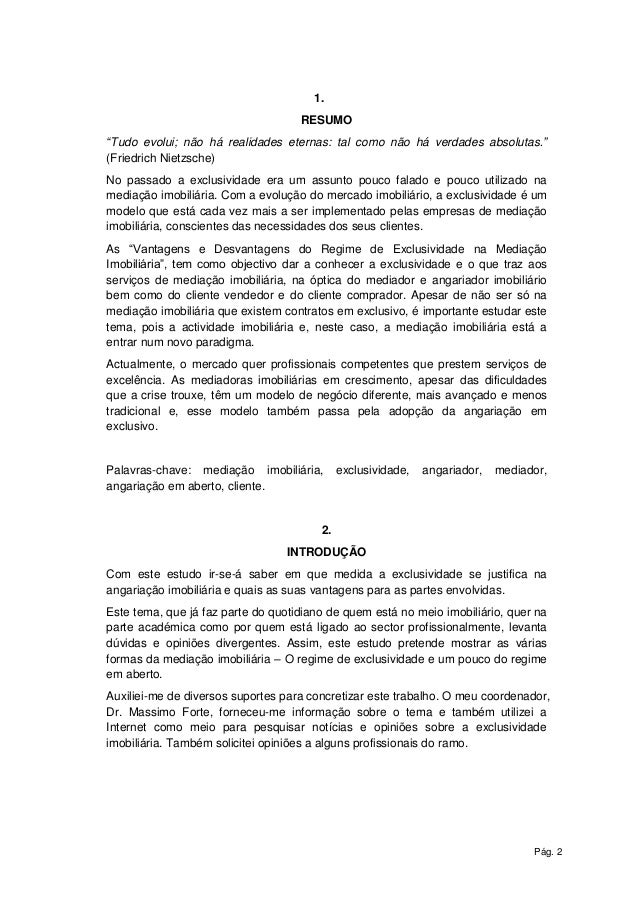 Mediação imobiliária em exclusivo