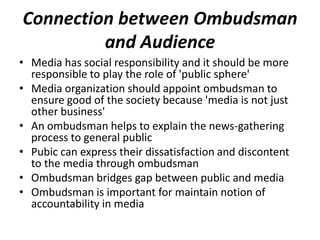 Organizational Ombudsman Practices in Media Houses