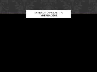 TYPES OF OWNERSHIP: 
INDEPENDENT 
 