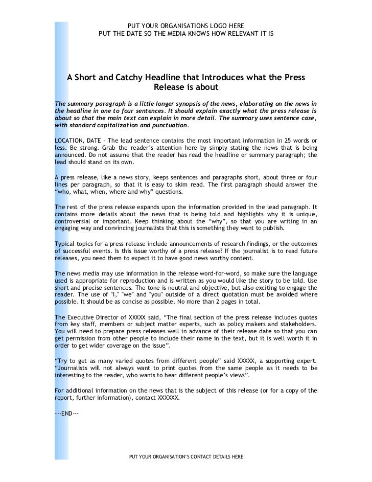 writing press releases template
