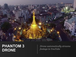 PHANTOM 3
DRONE
Drone automatically streams
footage to YouTube
 