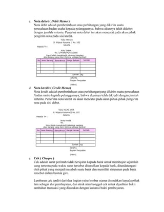 Nota Debit Giro Bilyet Faktur Termasuk Surat