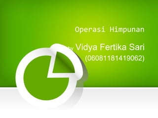 Operasi Himpunan
by Vidya Fertika Sari
(06081181419062)
 