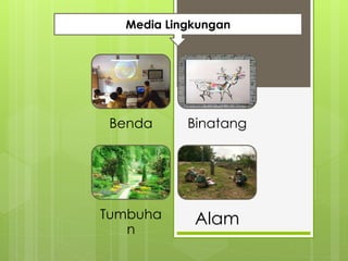 Benda Binatang
Tumbuha
n
Alam
Media Lingkungan
 